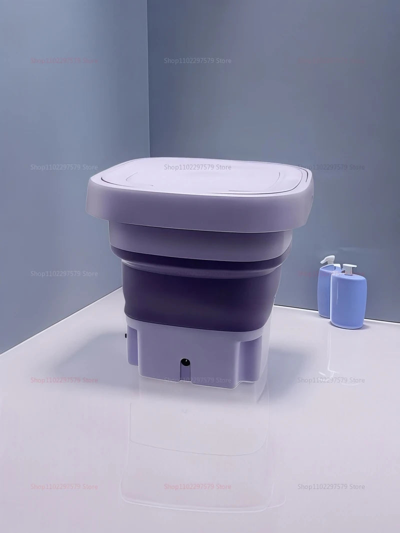 8L Portable Foldable Mini Washing Machine with Spin Dryer Compact Laundry Washer for Socks Underwear Household Laundry Bucket