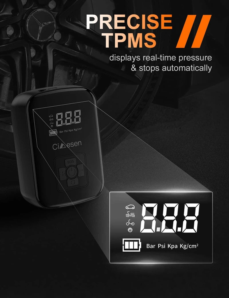 Car Wireless Air Pump 150PSI Portable Electric Tire Inflation