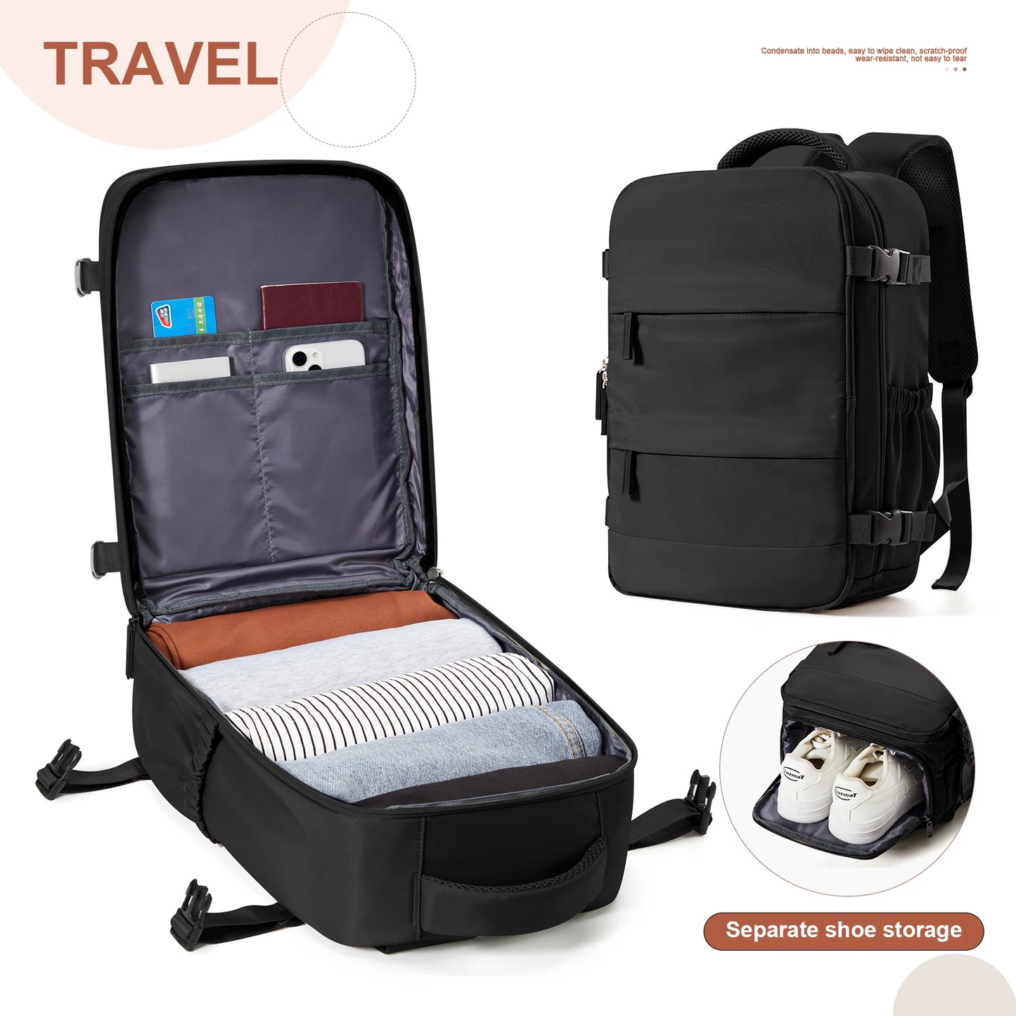 Cabin Bag Travel Backpack for Men Women Hand Luggage